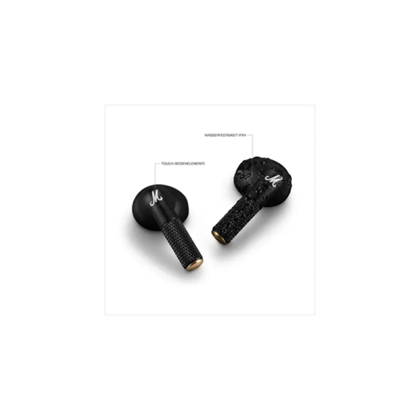 Zweites Bild vonMarshall Minor IV True Wireless In-Ear-Kopfhörer Schwarz – Bluetooth TWS mit Ladecase und 30h Akkulaufzeit